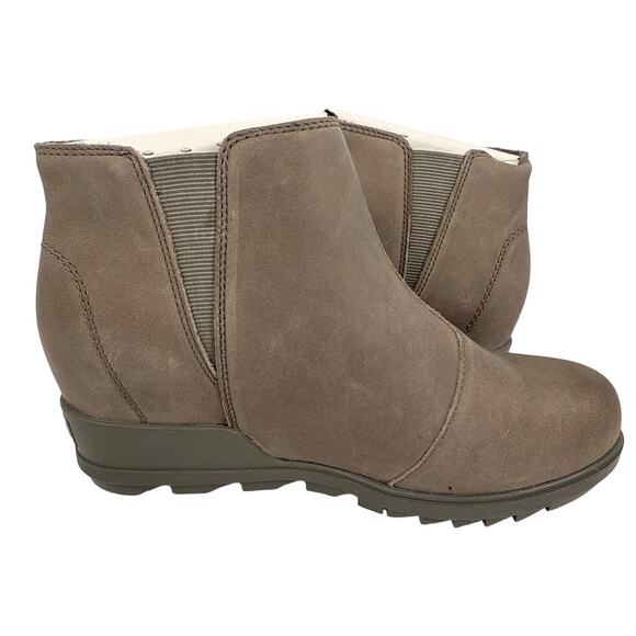 Sorel Evie Zip Bootie Wedge Women's 8 Waterproof Gray Leather Quarry Sea Salt - Picture 4 of 9